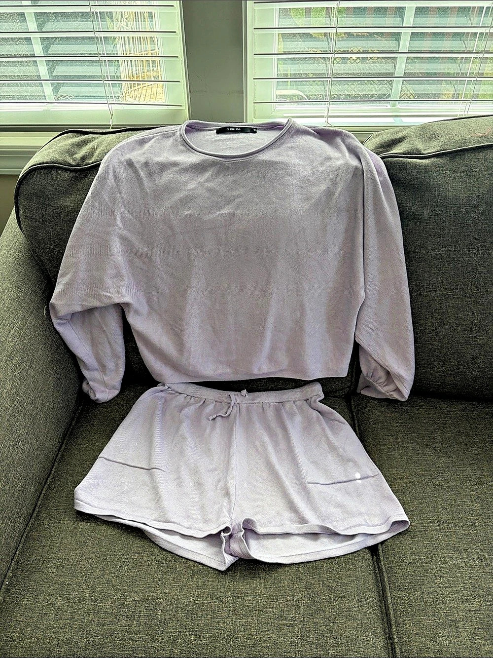 ZESICA Lavender Two-Piece Lounge Set Size Medium